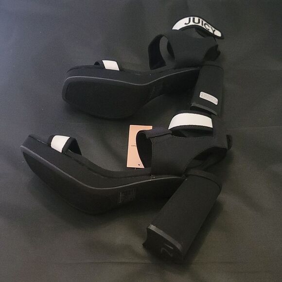 BRAND NEW JUICY COUTURE WOMEN'S GLISTEN PLATFORM STRETCH HEEL SANDALS R3 - Picture 13 of 15